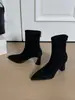 Botines de Tacón Alto Color Marrón First Encounter Estilo Retro Francés Punta Fina Tacón Grueso Botines para Mujer Otoño/Invierno 2026 Botas Elegantes Adelgazantes