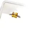 Anillo de Citrina Natural Popular al por Mayor de Fábrica con Incrustación de Plata S925 Piedra Principal 8*8 Joyería de Lujo Venta Directa de Fábrica