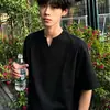 Camiseta de enfriamiento para hombre estilo old money, cuello en V manga corta, elegante y guapa, hecha de Tencel Lyocell, manga corta de verano, lino transpirable, de alta gama