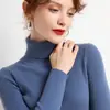 Suéter simple de cuello alto para mujer, otoño e invierno, corte ajustado, longitud corta, sin botones, ajustado, capa interior, lana sintética, top de punto de manga larga