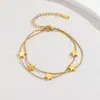 Lote Misto de Pulseiras de Aço Titânio Galvanizado a Vácuo PVD com Acabamento de Luxo, Joias de Aço Inoxidável para Venda Transfronteiriça Que Não Desbotam no Verão, Personalizáveis para Mulheres