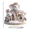 Nuevo Producto Creativo Transfronterizo: Encantadores Adornos Acrílicos 2D de Familia Elefante Blanco para Escritorio, Hogar y Decoración de Sala de Estar Manualidades