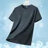 Camiseta de Manga Curta de Seda Gelo Masculina Verão Gradiente Camisa de Ar Condicionado Estampada Secagem Rápida Alta Elasticidade Casual Fresca Esportiva Solta Top