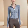 Roupas de Yoga Roupa Esportiva Feminina Slim Fit Justa Manga Longa Cardigan Alta Elasticidade Respirável Ciclismo ao Ar Livre Levantamento de Peso Corrida Fitness