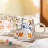 Taza de Vidrio, Sencilla y de Alta Gama, Taza con Asa de Perla, Calcomanía, Ámbar Colorido Souvenir al por Mayor