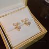 Pendientes de plata s925 con forma de aguja, con lazo colgante trasero, personalidad femenina, con bola de diamante y temperamento, pendientes vintage al por mayor