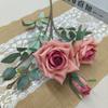 Flor de imitación de 4 cabezas, rosa de esquina, rosa de mesa, flor falsa, flor de seda caliente transfronteriza, rosa, flor decorativa de hotel, venta al por mayor