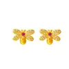 Versión coreana de aretes sencillos de abeja de oro arena de oro 24k chapados en cobre al por mayor al por mayor moda transfronteriza aretes exquisitos para novia