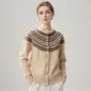 Suéter de Cachemira Jacquard Estilo Fair Isle de Lujo Ligero Nuevo Estilo Otoño/Invierno para Mujer Cardigan de Punto Cuello Redondo Suéter Versátil de Moda