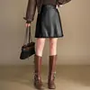 Falda de Cuero PU de Línea A a la Moda para el Trabajo, Falda Corta de Cintura Alta Ajustada, Falda Lápiz Ajustada de Cadera Tendencia Otoño/Invierno 2026