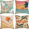 Travesseiro de linho estampado com núcleo de flor de girassol para primavera e verão, decoração de quarto, almofada de sofá