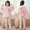 Pijamas de estilo coreano para niñas, ropa de casa de manga larga y fina con dibujos animados para niños y niñas de talla mediana y grande, para primavera y otoño, traje de verano.