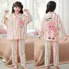 Pijamas Infantiles del Sudeste Asiático Primavera y Otoño Nuevos Lindos Divertidos para Niñas Niños Medianos y Grandes Traje de Manga Larga con Cuello de Solapa Ropa de Casa para Niños Pequeños