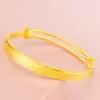 Pulseira Dourada Vietnamita de Cor Duradoura e Rápida para Mulheres, Bracelete de Ouro de Imitação, Cobre Real, Artesanato Tradicional, Joia de Pulseira Ajustável de Puxar e Empurrar