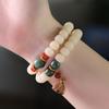 Pulsera de doble círculo de bodhi de jade blanco natural, árbol de azufaifo, dosel de loto, borla, ábaco, pulsera de cuentas de barril antiguo, colección de objetos divertidos