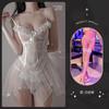 Juramento Noturno Ti Fei Tamanho Grande Sexy Lingerie Transparente Tentação Malha Pijama Flertando See-Through Top Tubo Uniforme Conjunto de Renda