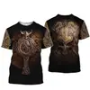 Camiseta de Hombre Estampada Vikinga Europea y Americana 3Dt Camiseta Impresión Digital Tatuaje Vikingo Manga Corta Al por Mayor Pedido de Aliexpress