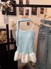 Camisole Longa Tendência Estilo Ballet com Design de Fita, Bordado de Laço, Top de Bolinhas e Bordas Franzidas para Mulheres