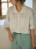 Camisa Solightr de Listras Retrô Francesas de Manga Longa para Mulheres Primavera 2026 Nova Blusa Top Slim Solta
