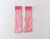 Nuevos Calcetines de Cinco Dedos para Mujer, Calcetines de Dedos Separados con Doble Puño, Costura Sin Costuras, Calcetines de Media Pantorrilla para Fitness y Yoga, Pilates con Bloques de Color para Mujer