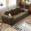Sofá Puf de Chenilla Color Crema Estilo Francés para Sala de Estar, Alquiler de Apartamento, Apartamento Pequeño, Sofá de Tela de Fila Recta Ultra Suave