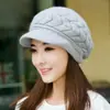 Nuevo Gorro de Lana Tejido Estilo Coreano para Mujer Otoño e Invierno Forrado de Felpa Engrosado Cálido con Visera Gorro de Moda Versátil que Resalta el Rostro