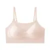 Sutiã Sem Costura de Seda de Gelo para Mulheres, Push-Up para Seios Pequenos, Espessado para Realçar a Aparência, Suporte Lateral para os Seios, Anti-Exposição, Sutiã Esportivo Branco com Costas Bonitas