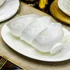 Jingdezhen Porcelana Ósea Vajilla Jade Incrustado en Oro Tazón Alto Pintado a Mano Oro Comedor del Hogar Tazón Pequeño Anti-Escaldado Simple Lujo Ligero