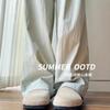 Calça de Seda Gelada Yamamoto com Cintura Tridimensional de Espuma de Leite Sete Cores para Mulheres, Novo Estilo Verão 2026, Calça Casual de Perna Larga para Estudantes para Caminhar