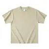 Camiseta de Algodón Pesado Manga Corta Color Café 400g para Hombre Algodón Puro Verano Color Sólido Holgada Cuello Redondo Camiseta Básica Manga Media