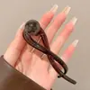 Presilha de bico de pato marrom de cachorro coreano, presilha elegante para coque torcido, presilha de cabelo volumizadora para a parte de trás da cabeça, acessório de cabelo de alta qualidade