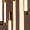 Candelabro Moderno de Lujo Ligero en Tira Larga para Escaleras de Villa, Apartamento, Dúplex, Sala de Estar, Comedor, Luz Giratoria en Espiral de Tira Larga