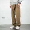 Pantalones Casuales de Algodón Color Caqui para Hombre, Rectos Sueltos Modernos Talla Grande Versátiles con Caída, Estilo Otoño e Invierno, Pantalones Largos Elegantes