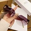 Modelo Gafas de Sol de Moda Letra F Marco Marrón Sin Marco Borde Cortado Gafas de Sol de Gama Alta Nuevo Color Degradado Anti-UV