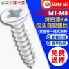 Tornillos Autorroscantes de Acero Inoxidable 304 Pintados en Blanco, Cabeza Plana, Ranura de Cruz, Autorroscantes M2M3M4M5M6