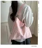 Bolso de Hombro con Tela de Color Contrastante, Estampado de Cuadros, Elegante y Fresco, Nuevo Estilo Coreano Primavera/Verano 2026, Lona Casual, Diseño Simple
