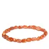 Pulsera de Piedra Solar Natural de Cristal Mingdu Forma Irregular Rodaja de Mica Naranja Amarilla Pulsera de Cuentas Barril de Piedra Lunar Naranja Venta al por Mayor