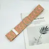 Cinturón Ancho para Mujer Versátil Europeo y Americano Tejido de Paja Hebilla de Pin Cinturilla sin Agujeros para Faldas Abrigos Elástico Decorativo Cinturón de Cuero