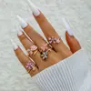 Anillo Multicapa con Diseño de Flor Rosa de Joyería Europea y Americana Transfronteriza Set de Anillos Moda y Elegancia Anillo de Piedra Gema con Goteo de Aceite