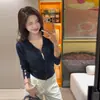 Cárdigan de punto casual y relajado estilo coreano para mujer, de manga larga, adecuado para principios de primavera y principios de otoño, top base adelgazante y ajustado al cuerpo