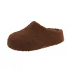 Sapatos Pantufas Peludos Versáteis de Plataforma com Salto Alto para Mulheres Uso Externo 2026 Inverno Nova Moda Plush de Lã de Cordeiro Bico Fechado Meia Pantufa