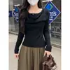 Suéter de tricô falso de duas peças com gola alta para mulheres, outono e inverno, estilo coreano, simples e versátil, folgado e casual, blusa de gola alta de manga comprida