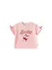 Bangxuan Huzhou Zhili Roupa Infantil Meninas Manga Curta Rosa Roupa Doce de Menina com Laço Camiseta Infantil Estilosa