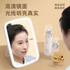 Espejo de maquillaje grande cuadrado LED con lámpara de escritorio, espejo pequeño para mujer, famoso en Internet, estilo dormitorio, portátil.
