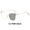 Nuevos Marcos de Moda Metálicos Fotosensibles que Cambian de Color Ojo de Gato para Mujer Anti Luz Azul Miopía Marcos de Gafas Fábrica en stock