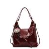 Nuevo Diseño Retro Nicho Cuero Encerado al Aceite Ligero Cuero Suave Bolso Tote de Doble Hombro para Mujer Viajera de Gran Capacidad Bolso Bandolera de Un Hombro