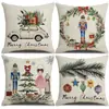 Capas de almofada de Natal outono e inverno transfronteiriças, capas de almofada de sofá, almofadas decorativas de linho estampadas, atmosfera de Natal no atacado
