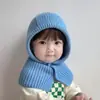 Chapéu de Lã Tricotado Infantil para Bebê, Cor Pura, Quente, Proteção para Orelhas, Novo para Outono e Inverno, Unissex