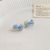 Sistema de Sanación~Pendientes Azules Pequeños de Sal Marina Fresca para Mujer, Modernos Elegantes, Versátiles, de Gama Alta, Pendientes de Estilo Festivo, Pendientes