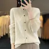 Cardigã de tricô com gola redonda em formato de losango, elegante e de caimento solto, jacquard de outono e inverno, veludo Andy, novo top feminino de manga longa 2026, grosso